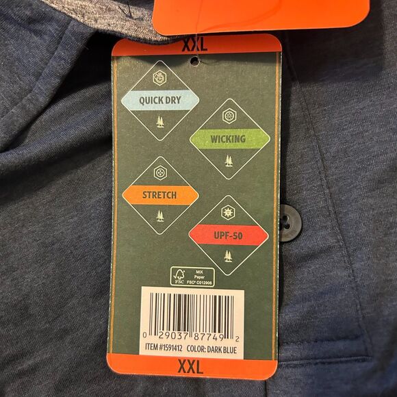 G.H. Bass & Co. Performance Polo Shirt Dark Blue XXL NWT Quick Dry UPF 50 - Picture 7 of 8